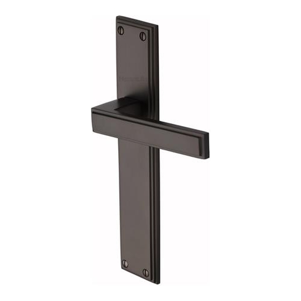ATL6710-MB � Long Plate Latch � Matt Bronze � Heritage Brass Atlantis Long Backplate Art Deco Levers On Backplates