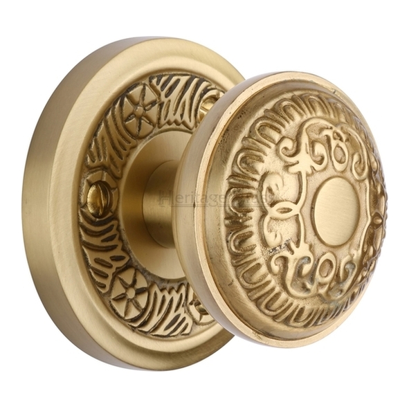 AYD1324-SB  Satin Brass  Heritage Brass Aydon Mortice Knobs On Round Roses