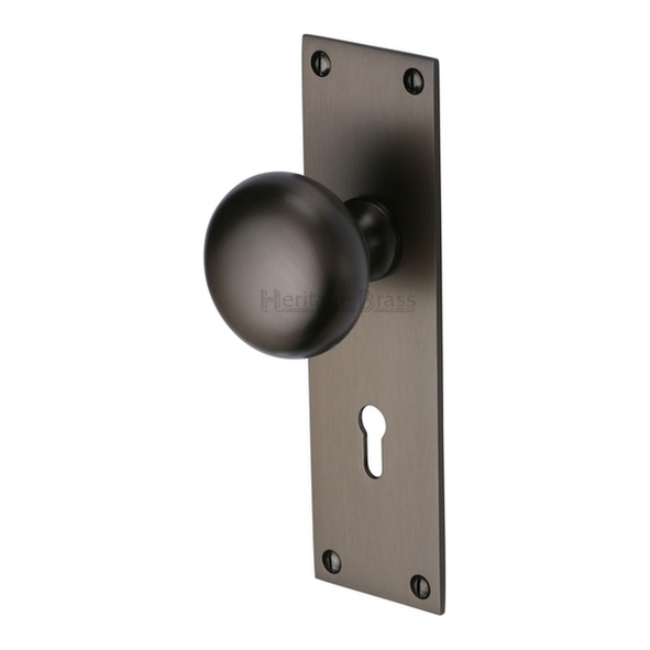 BAL8500-MB • Standard Lock [57mm] • Matt Bronze • Heritage Brass Balmoral Mortice Knobs On Backplates