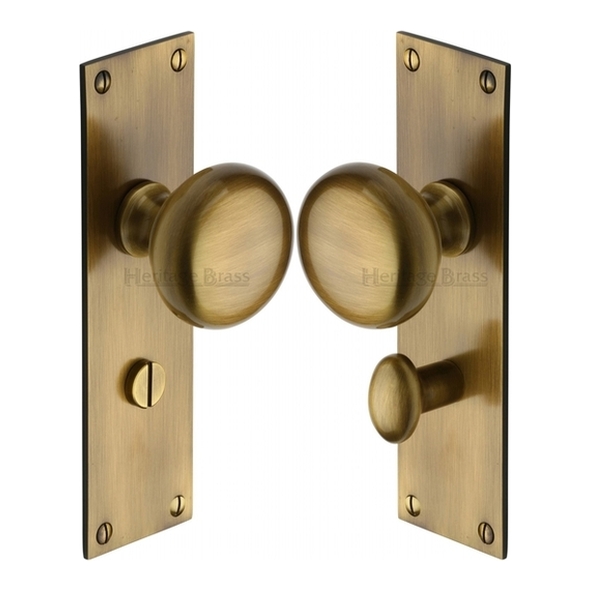 BAL8530-AT • Bathroom [57mm] • Antique Brass • Heritage Brass Balmoral Mortice Knobs On Backplates