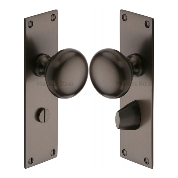 BAL8530-MB • Bathroom [57mm] • Matt Bronze • Heritage Brass Balmoral Mortice Knobs On Backplates