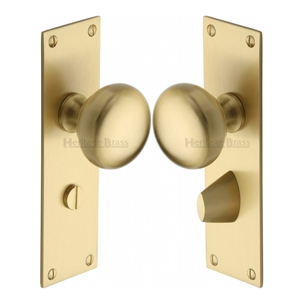 BAL8530-SB • Bathroom [57mm] • Satin Brass • Heritage Brass Balmoral Mortice Knobs On Backplates