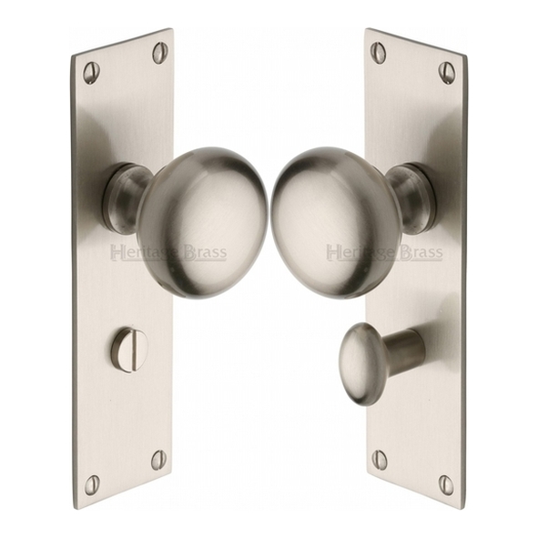 BAL8530-SN • Bathroom [57mm] • Satin Nickel • Heritage Brass Balmoral Mortice Knobs On Backplates