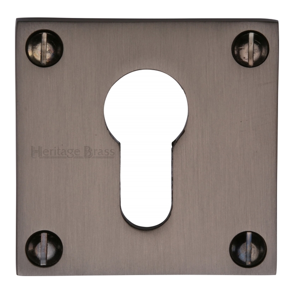 BAU1558-MB • Matt Bronze • Heritage Brass Bauhaus Square Euro Cylinder Escutcheon