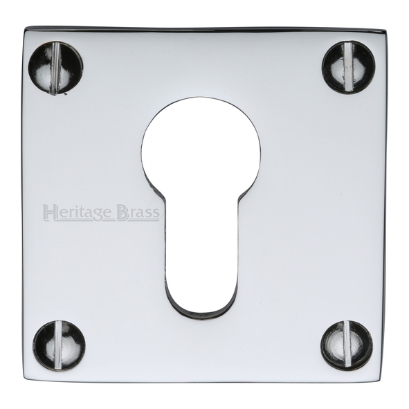 BAU1558-PC • Polished Chrome • Heritage Brass Bauhaus Square Euro Cylinder Escutcheon