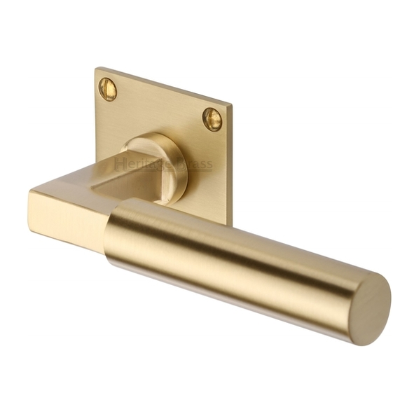 BAU1926-SB • Satin Brass • Heritage Brass Bauhaus Levers On Bauhaus Square Roses