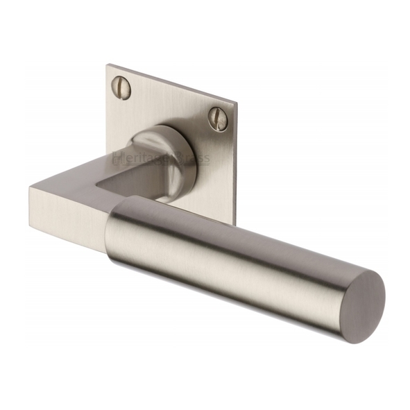 BAU1926-SN • Satin Nickel • Heritage Brass Bauhaus Levers On Bauhaus Square Roses