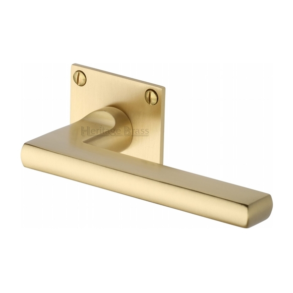 BAU2910-SB • Satin Brass • Heritage Brass Trident Levers On Bauhaus Square Roses