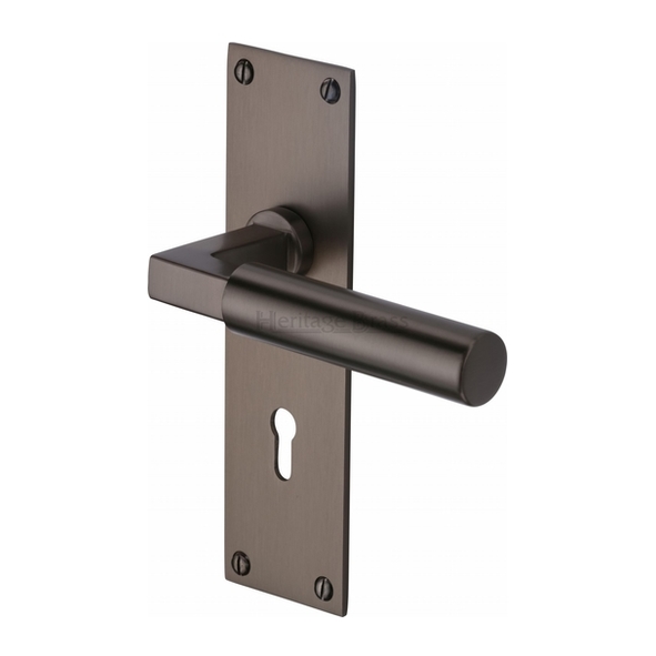 BAU7300-MB • Standard Lock [57mm] • Matt Bronze • Heritage Brass Bauhaus Levers On Backplates