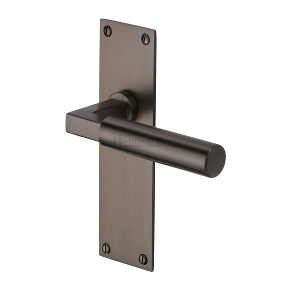 BAU7310-MB • Long Plate Latch • Matt Bronze • Heritage Brass Bauhaus Levers On Backplates