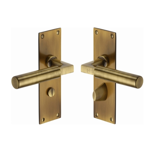 BAU7330-AT  Bathroom [57mm]  Antique Brass  Heritage Brass Bauhaus Levers On Backplates