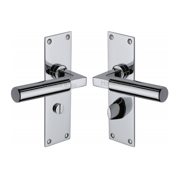 BAU7330-PC • Bathroom [57mm] • Polished Chrome • Heritage Brass Bauhaus Levers On Backplates