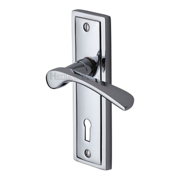 BOS1000-PC • Standard Lock [57mm] • Polished Chrome • Heritage Brass Boston Levers On Backplates