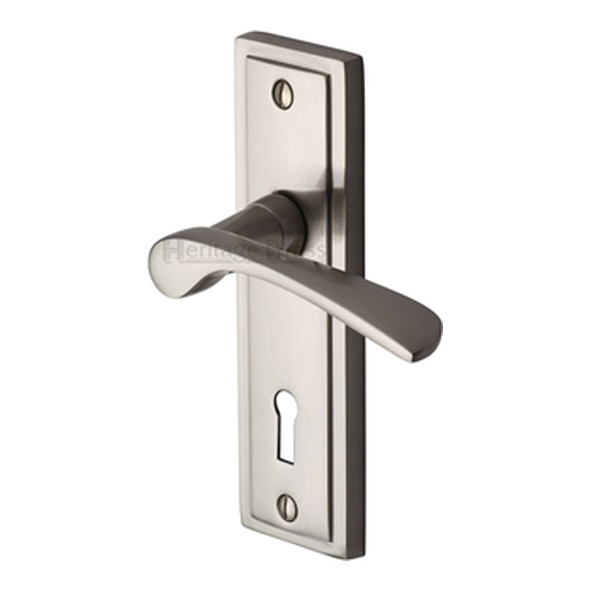 BOS1000-SN • Standard Lock [57mm] • Satin Nickel • Heritage Brass Boston Levers On Backplates