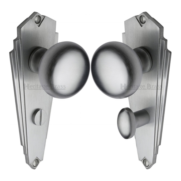 BR1830-SC  Bathroom [57mm]  Satin Chrome  Heritage Brass Broadway Mortice Knobs On Backplates