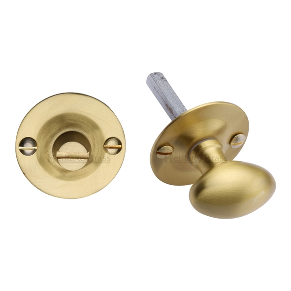 BT15-SB • Satin Brass • Heritage Brass Small Victorian Bathroom Turn With Release