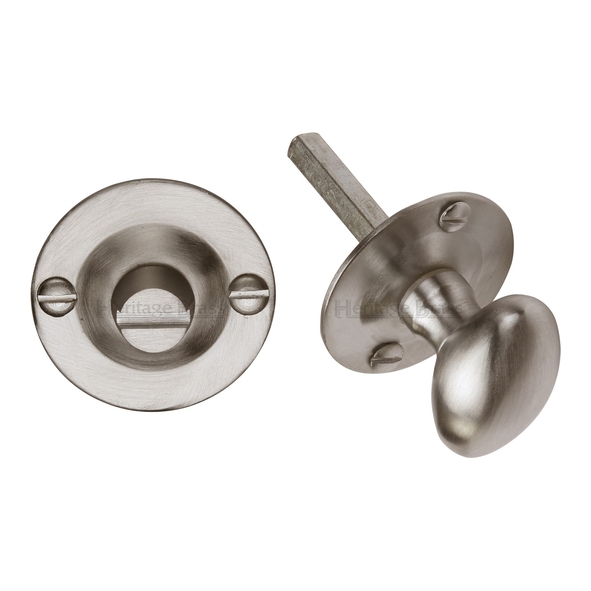 BT15-SN • Satin Nickel • Heritage Brass Small Victorian Bathroom Turn With Release