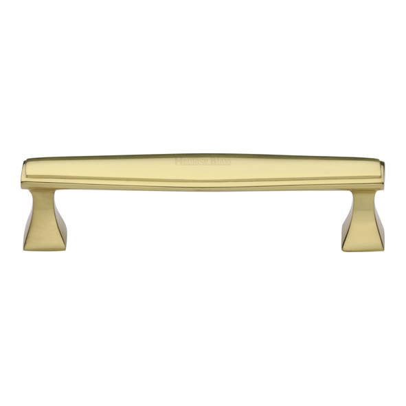 C0334 128-PB  128 x 145 x 35mm  Polished Brass  Heritage Brass Art Deco Cabinet Pull Handle