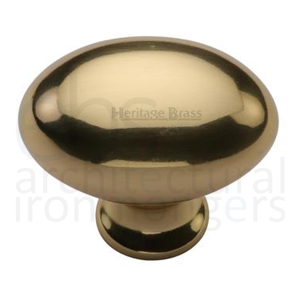 C114 38-PB  38 x 15 x 32mm  Polished Brass  Heritage Brass Oval Cabinet Knob