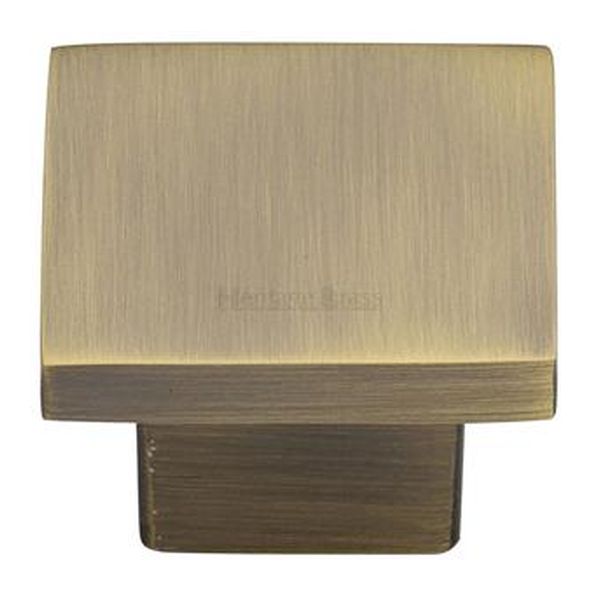 C1254 32-AT • 32 x 21 x 9 x 26mm • Antique Brass • Heritage Brass Classic Square Cabinet Knob