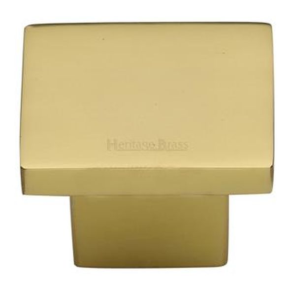 C1254 32-PB • 32 x 21 x 9 x 26mm • Polished Brass • Heritage Brass Classic Square Cabinet Knob