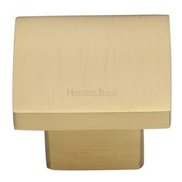 C1254 32-SB • 32 x 21 x 9 x 26mm • Satin Brass • Heritage Brass Classic Square Cabinet Knob