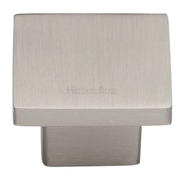 C1254 32-SN • 32 x 21 x 9 x 26mm • Satin Nickel • Heritage Brass Classic Square Cabinet Knob