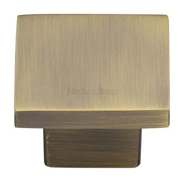 C1254 40-AT • 40 x 26 x 11 x 28mm • Antique Brass • Heritage Brass Classic Square Cabinet Knob