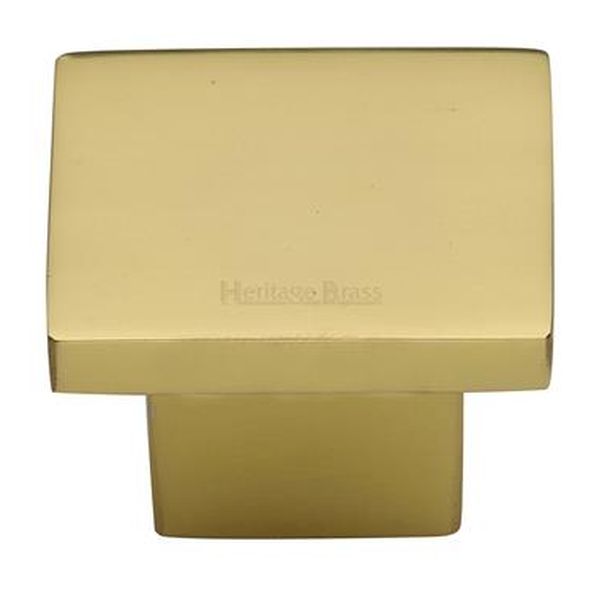 C1254 40-PB • 40 x 26 x 11 x 28mm • Polished Brass • Heritage Brass Classic Square Cabinet Knob