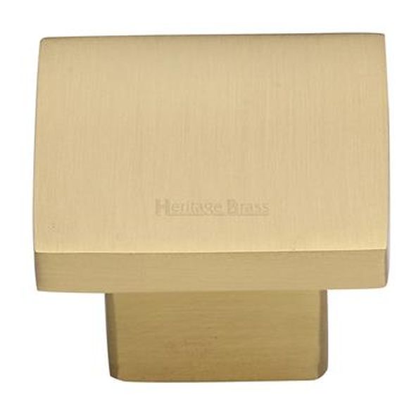 C1254 40-SB • 40 x 26 x 11 x 28mm • Satin Brass • Heritage Brass Classic Square Cabinet Knob