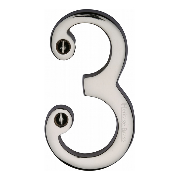 Heritage Brass C1561 Polished Nickel Face Fixing 76mm Numerals