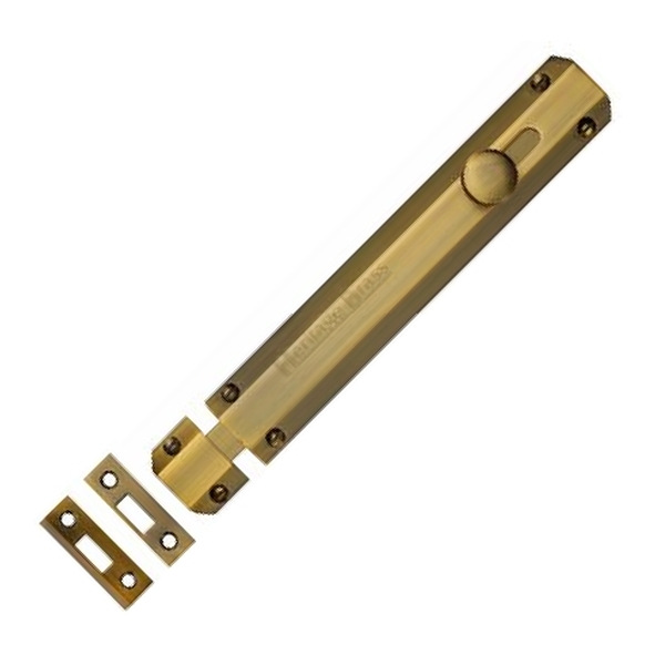 C1685 8-AT • 202 x 36mm • Antique Brass • Heritage Brass Universal Slide Action Surface Bolt