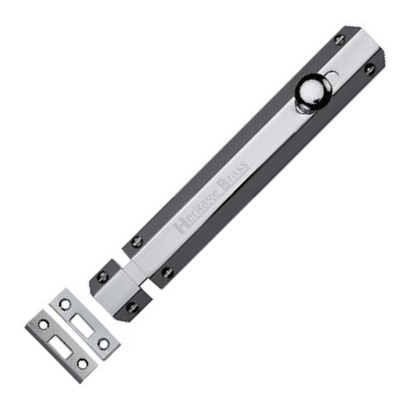 C1685 8-PC • 202 x 36mm • Polished Chrome • Heritage Brass Universal Slide Action Surface Bolt