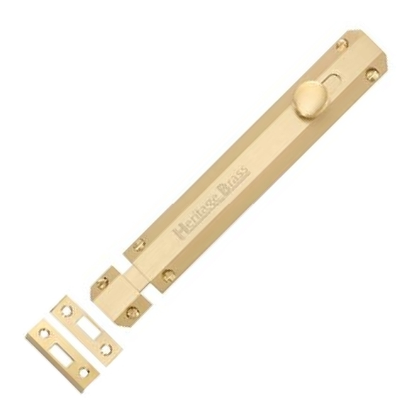 C1685 8-SB • 202 x 36mm • Satin Brass • Heritage Brass Universal Slide Action Surface Bolt