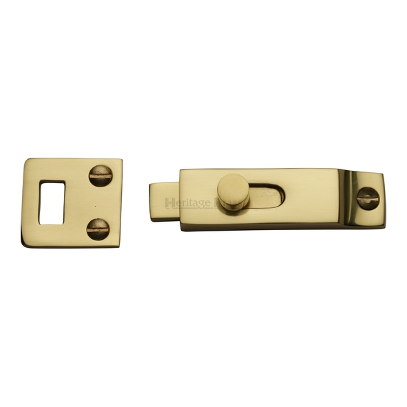 C1686-PB • 68 x 18mm • Polished Brass • Heritage Brass Small Slide Action Surface Bolts