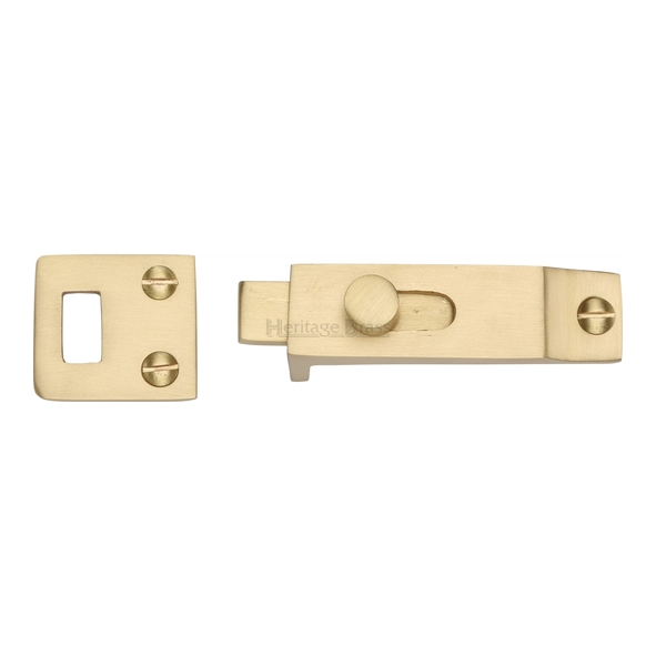 C1686-SB • 68 x 18mm • Satin Brass • Heritage Brass Small Slide Action Surface Bolts