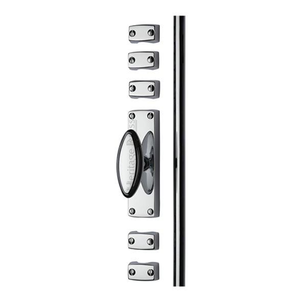 C1688-PC • 2500mm • Polished Chrome • Heritage Brass Surface Espagnolette With Large Knob Handle