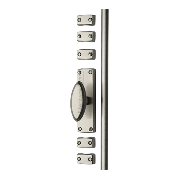 C1688-SN • 2500mm • Satin Nickel • Surface Espagnolette With Large Knob Handle