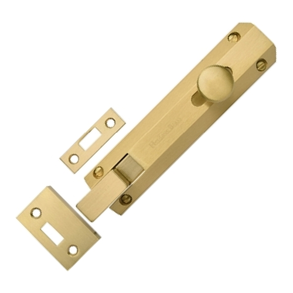 C1694 6-SB • 152 x 36mm • Satin Brass • Heritage Brass Necked Universal Slide Action Surface Bolt