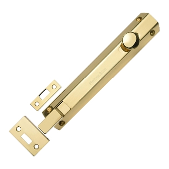 C1694 8-PB • 202 x 36mm • Polished Brass • Heritage Brass Necked Universal Slide Action Surface Bolts