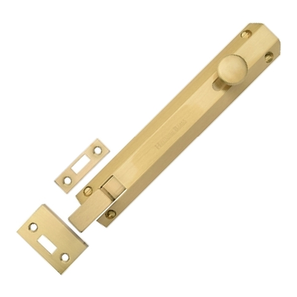 C1694 8-SB  202 x 36mm  Satin Brass  Heritage Brass Necked Universal Slide Action Surface Bolt