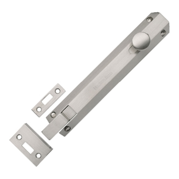 C1694 8-SC • 202 x 36mm • Satin Chrome • Heritage Brass Necked Universal Slide Action Surface Bolt