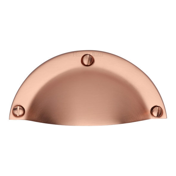 C1700-SRG • 97 x 43 x 18mm • Satin Rose Gold • Heritage Brass Plain Cabinet Cup Handle
