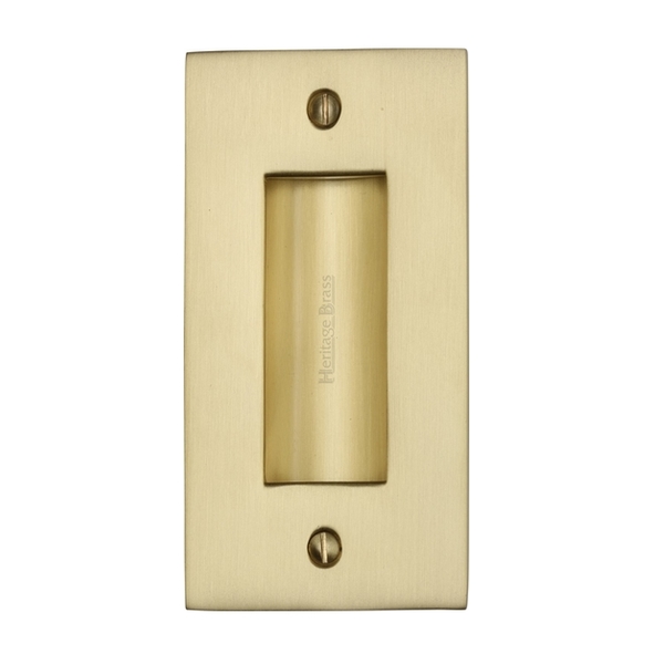 C1820 4-SB  102 x 52mm  Satin Brass  Heritage Brass Heavy Traditional Rectangular Flush Pull