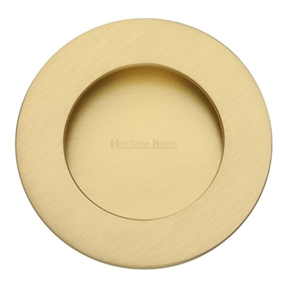 C1835-SB • 63mm Ø • Satin Brass • Heritage Brass Glue Fix Round Flush Pull