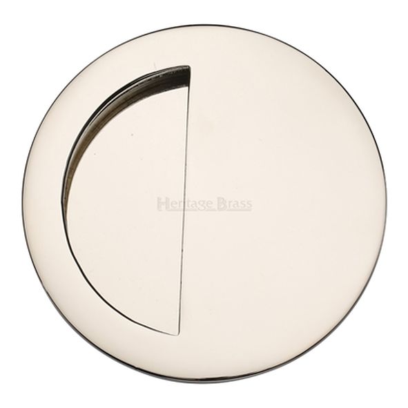 C1845-PNF • 89mm Ø • Polished Nickel • Heritage Brass Glue Fix Round Moon Flush Pull