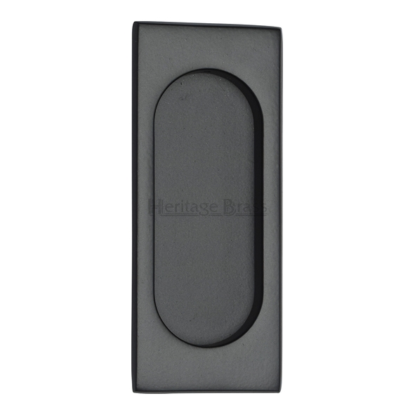 C1850 105-BKMT  105 x 44mm  Matt Black  Heritage Brass Oval Aperture Contemporary Flush Pull
