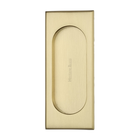 C1850 105-SB • 105 x 44mm • Satin Brass • Heritage Brass Oval Aperture Contemporary Flush Pull