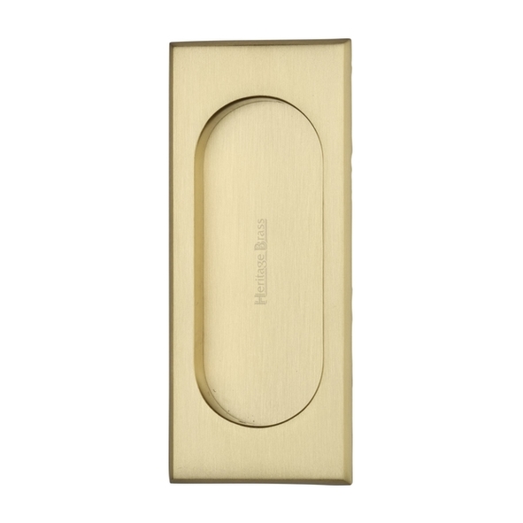 C1850 105-SB  105 x 44mm  Satin Brass  Heritage Brass Oval Aperture Contemporary Flush Pull