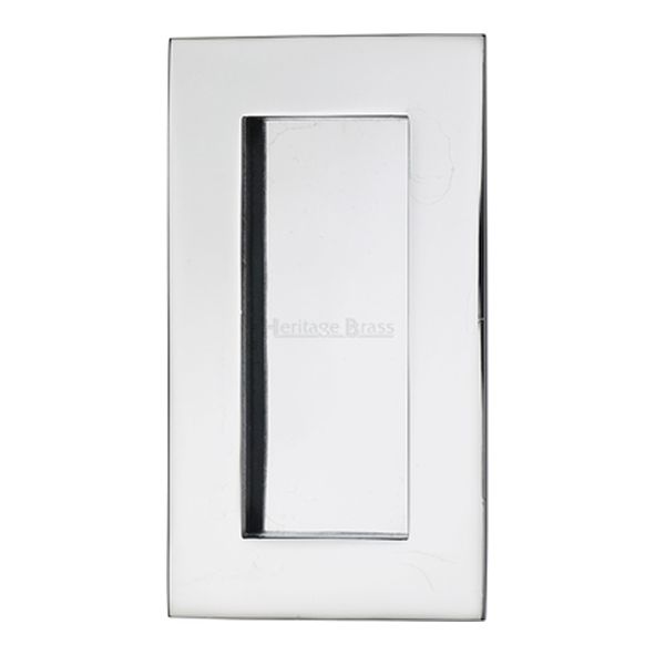 C1855 105-PC • 105 x 58mm • Polished Chrome • Heritage Brass Glue & Pin Fix Rectangular Flush Pull